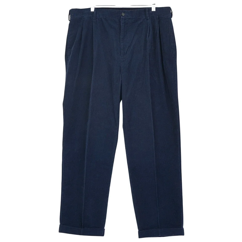 Jos A Bank Executive Collection‎ Navy Corduroy Pleated Cuffed Pants Mens 38x30